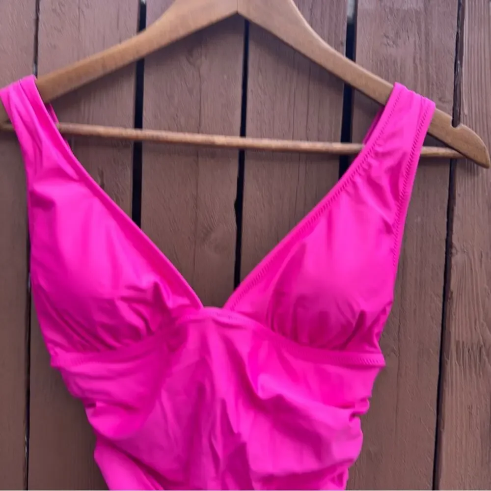 J. Crew | NWT Size 4 Ruched V Neck One Piece Fuchsia Bathing Suit Style BC116